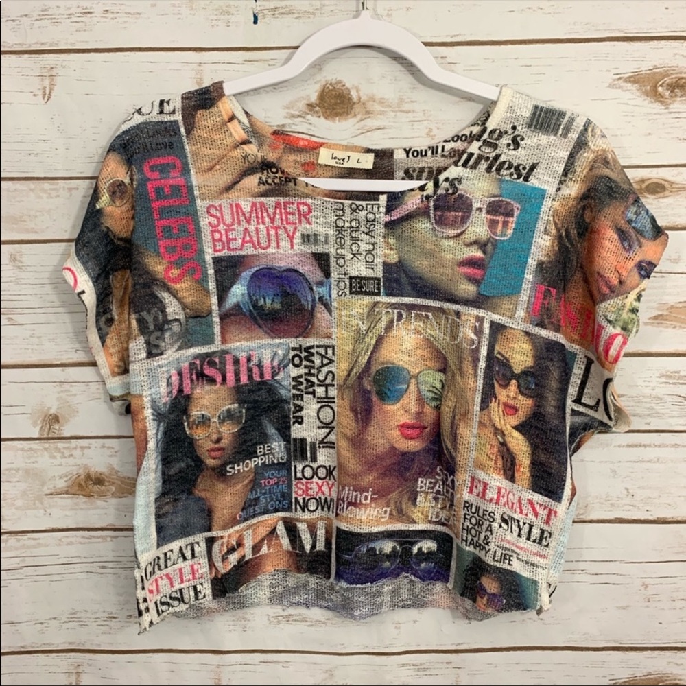 Love J Cropped High Fashion Graphic Raw He…